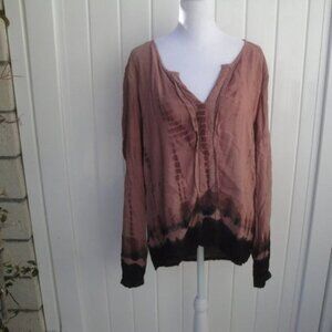 Anthropologie LoveStitch Women's Size S Hippie Style Top Brick-Black Tie-Dye